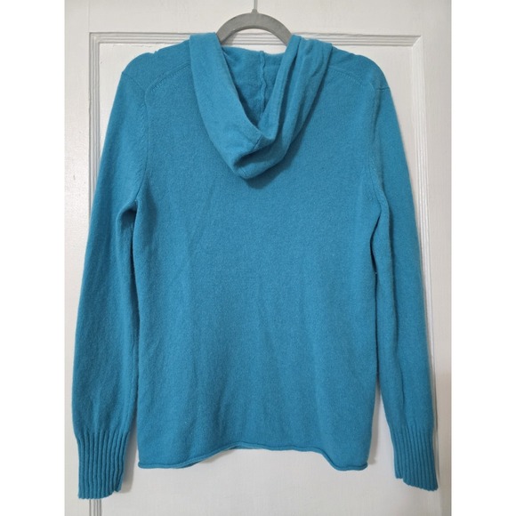 Madison Cashmere Hooded Sweater With Pocket Blue Size Large - Picture 2 of 4